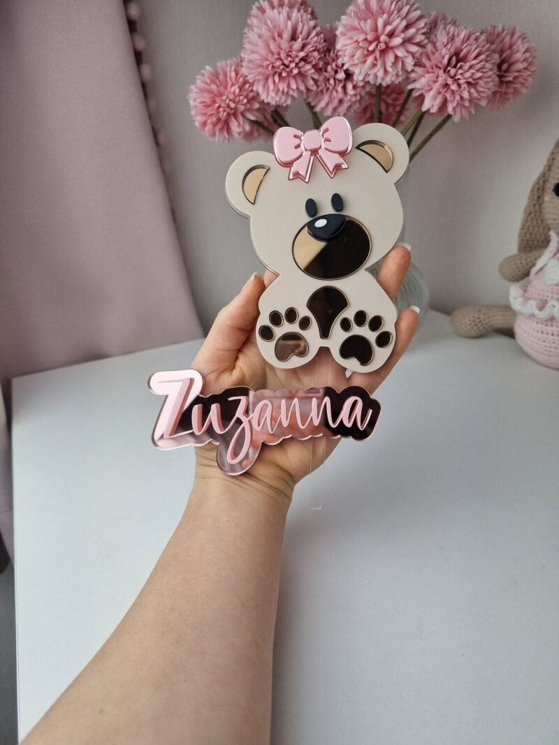 Teddy Bear Cake Topper Set | Personalized Name and Age Topper
