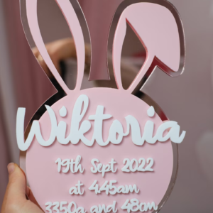 Baby's Birth Details Plaque | Acrylic Nursery Sign - Bunny