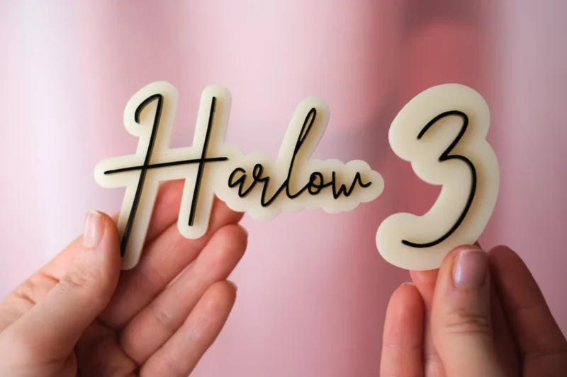Double Layered name and Age Cake Charms