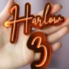 Double Layered name and Age Cake Charms