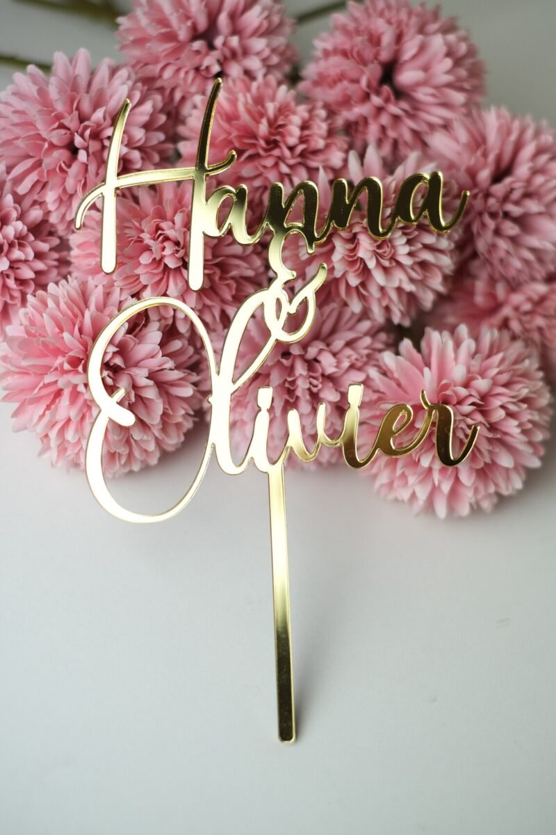 Wedding Names Cake Topper | Name & Name Topper | Gold Cake Topper