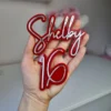 Double Layered name and Age Cake Charms