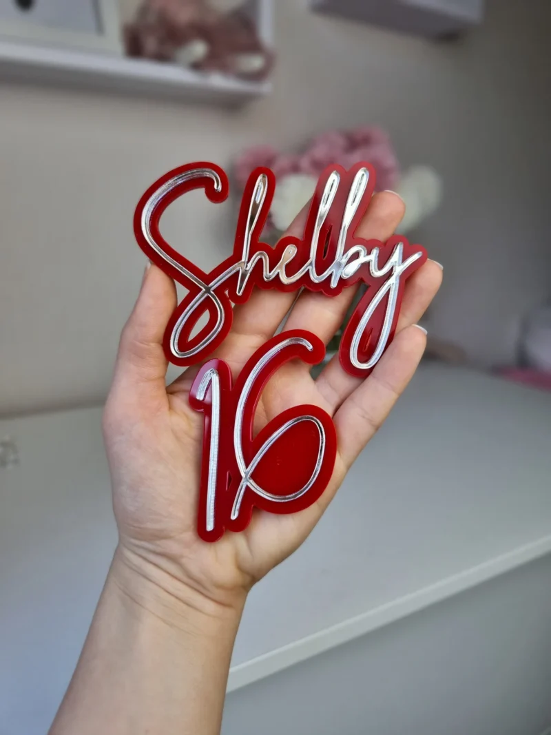 Double Layered name and Age Cake Charms