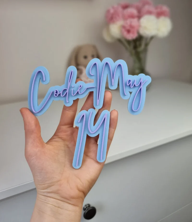 Double Layered name and Age Cake Charms