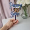 Happy Birthday Name Cake Topper | Double Layer