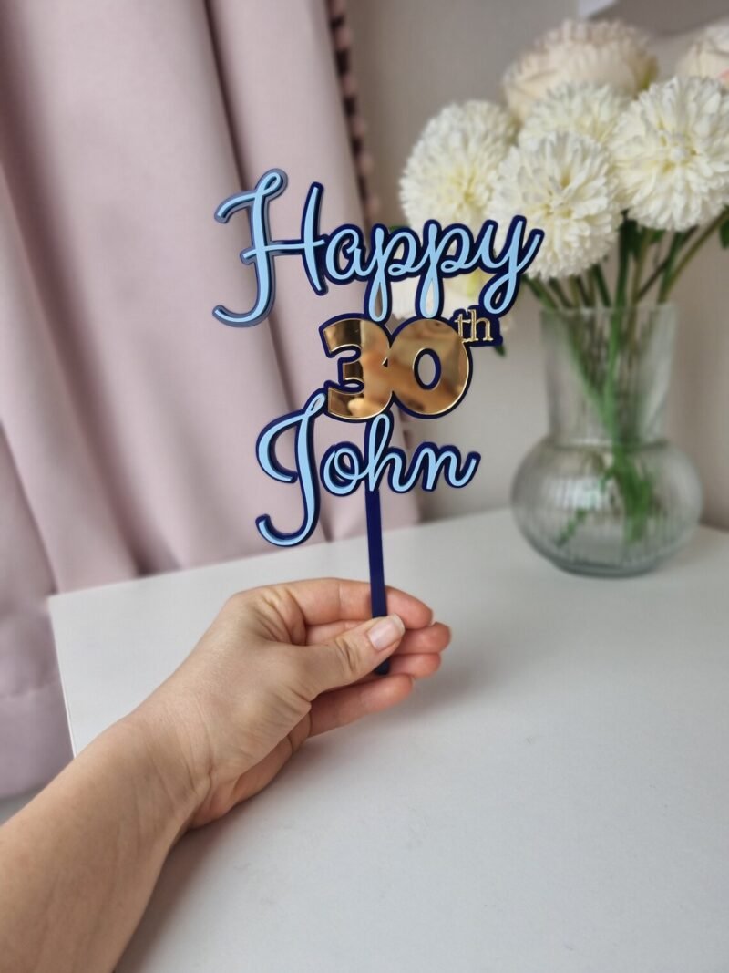 Happy Birthday Name Cake Topper | Double Layer
