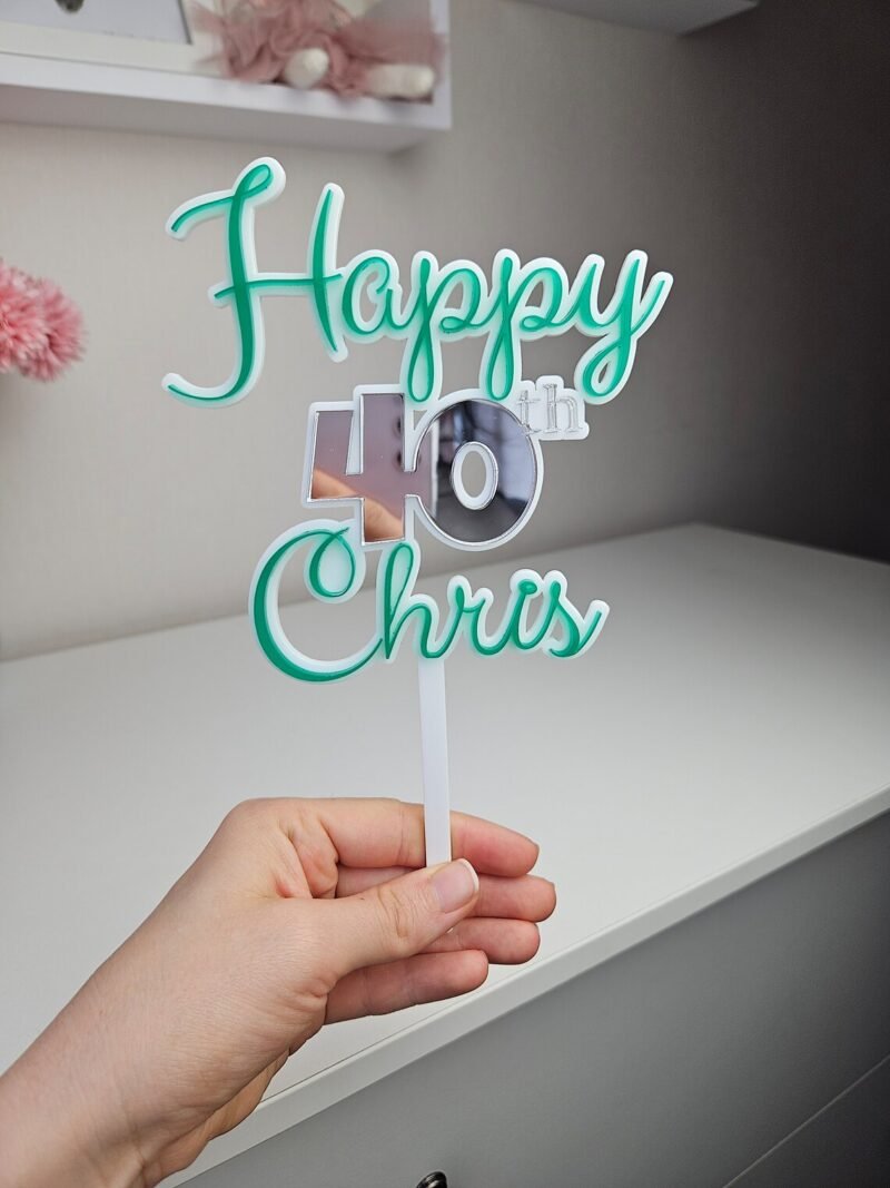 Happy Birthday Name Cake Topper | Double Layer