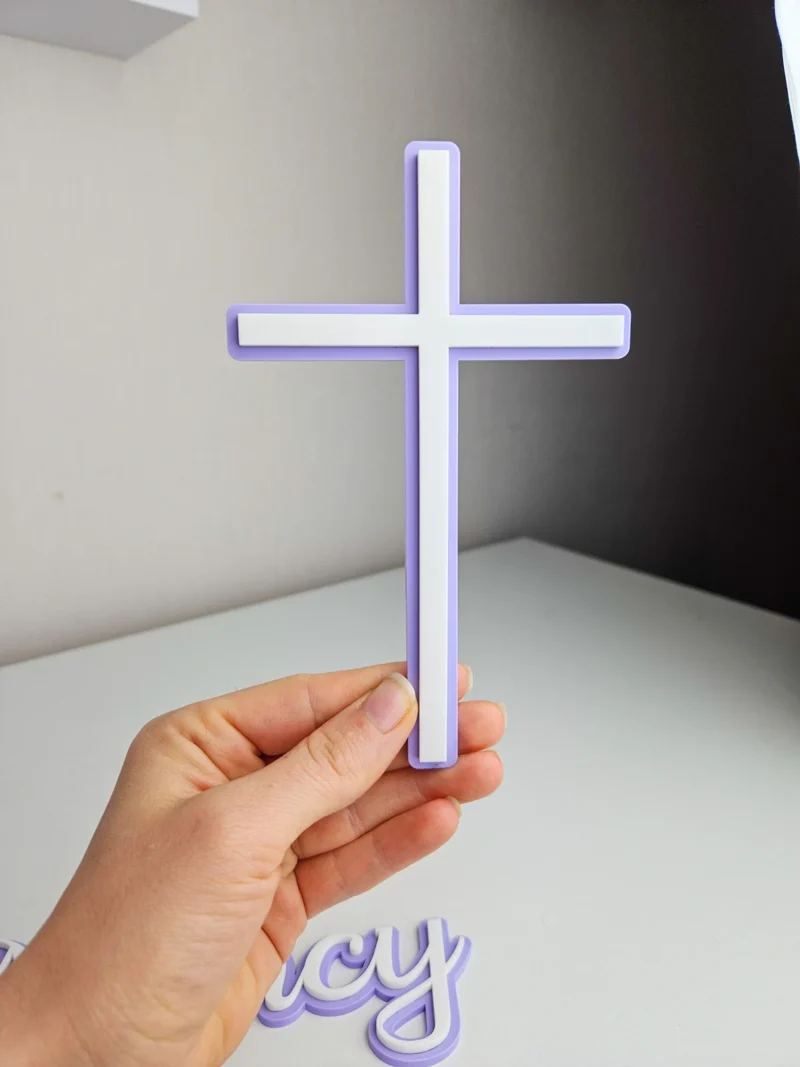 Name and Cross Cake Charm | Christening | First Holy Communion