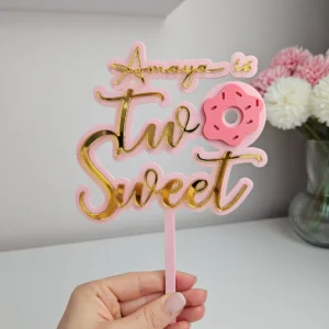 Two Sweet Donut Cake Topper | Custom Name | 2nd birthday topper