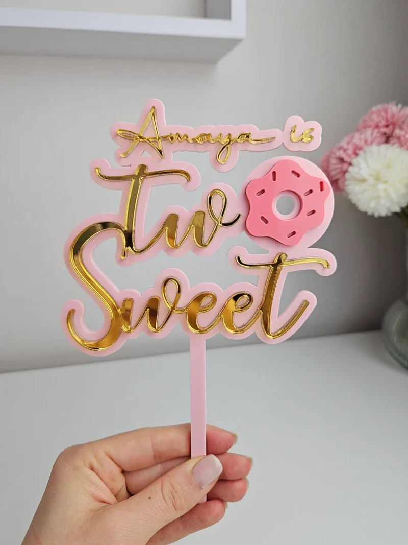 Two Sweet Donut Cake Topper | Custom Name | 2nd birthday topper