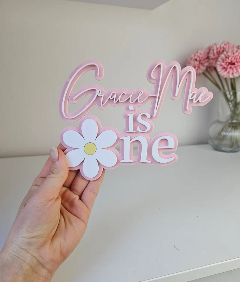 Daisy themed cake charm 1st Birthday