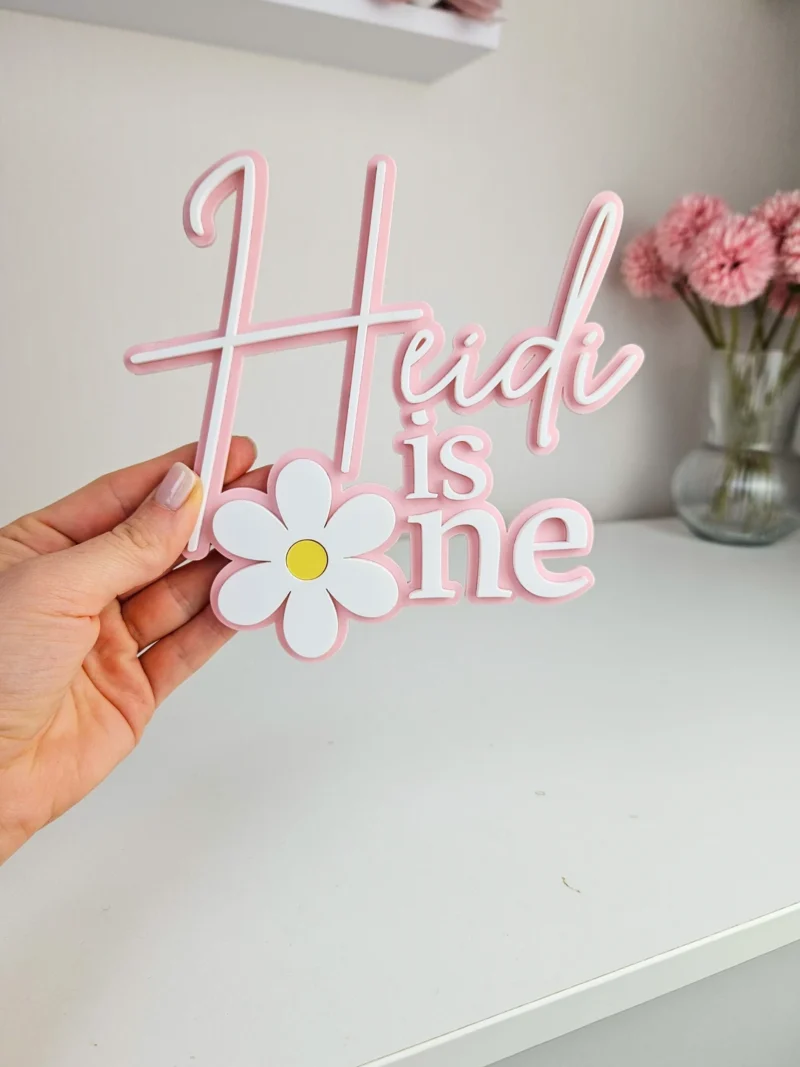 Daisy themed cake charm 1st Birthday
