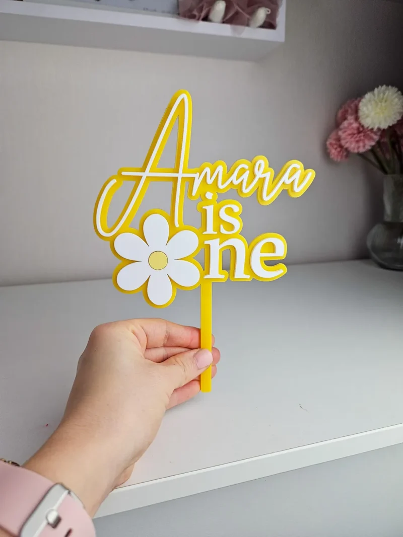 Daisy themed cake charm 1st Birthday