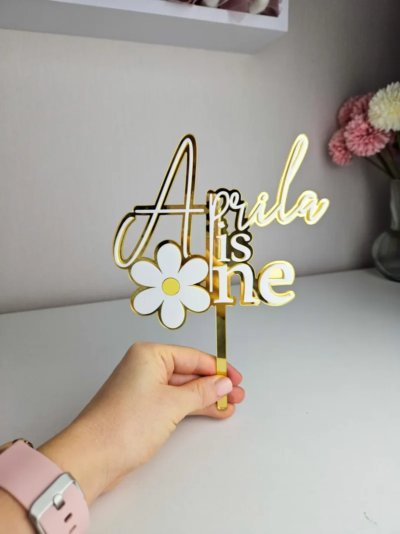 Daisy themed cake charm 1st Birthday