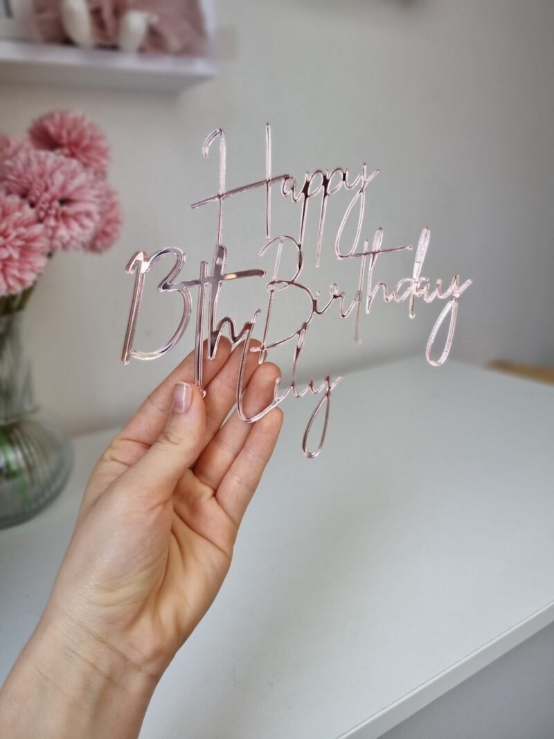 Happy [any Age] Birthday Name Cake Charm/Topper