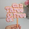 Three and free topper |  third birthday | 3 year old