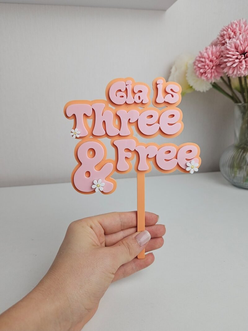 Three and free topper |  third birthday | 3 year old