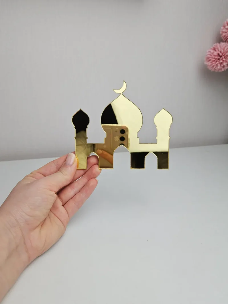 SET of 3 Umrah Mubarak Sign ,Mosque, Mekka cake toppers