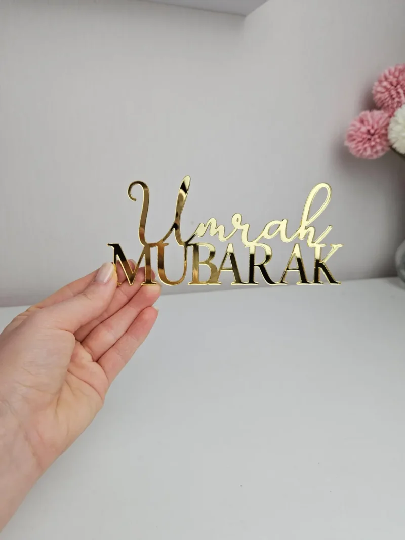 SET of 3 Umrah Mubarak Sign ,Mosque, Mekka cake toppers