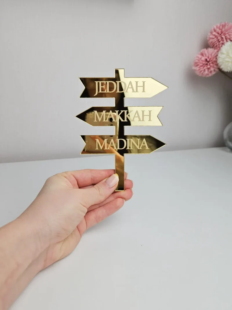 SET of 3 Umrah Mubarak Sign ,Mosque, Mekka cake toppers