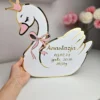 Personalized White Swan Wall Decor for Baby Room – Acrylic Nursery Sign