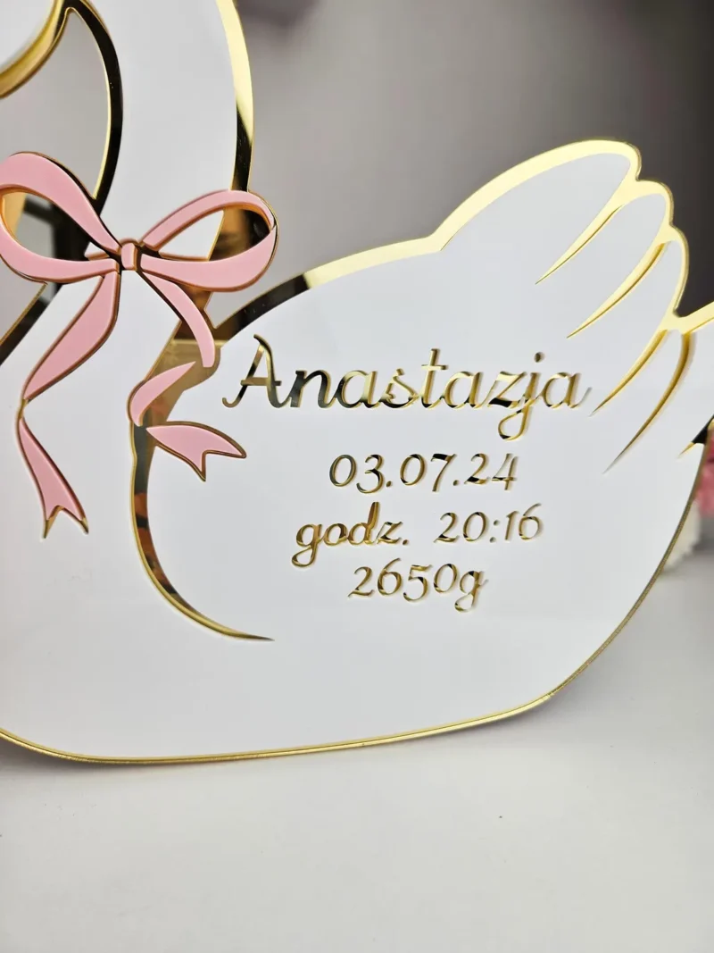 Personalized White Swan Wall Decor for Baby Room – Acrylic Nursery Sign